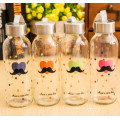 Beautiful Flower Design Glass Water Bottle with Rope Gift Cup Sport Glass Bottle